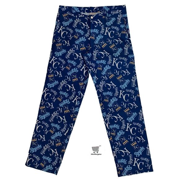 MLB Men's Size 46 Kansas City Royals MLB Baseball All Over Print Adult Pants - Picture 1 of 9